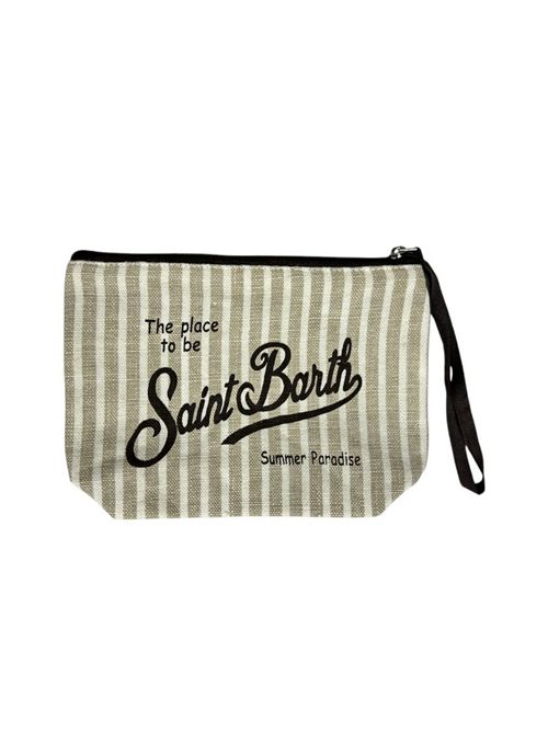 trousse donna aline in lino a righe beige e bianco MC2 Saint Barth | ALINE-LINEN STRIPESV11
